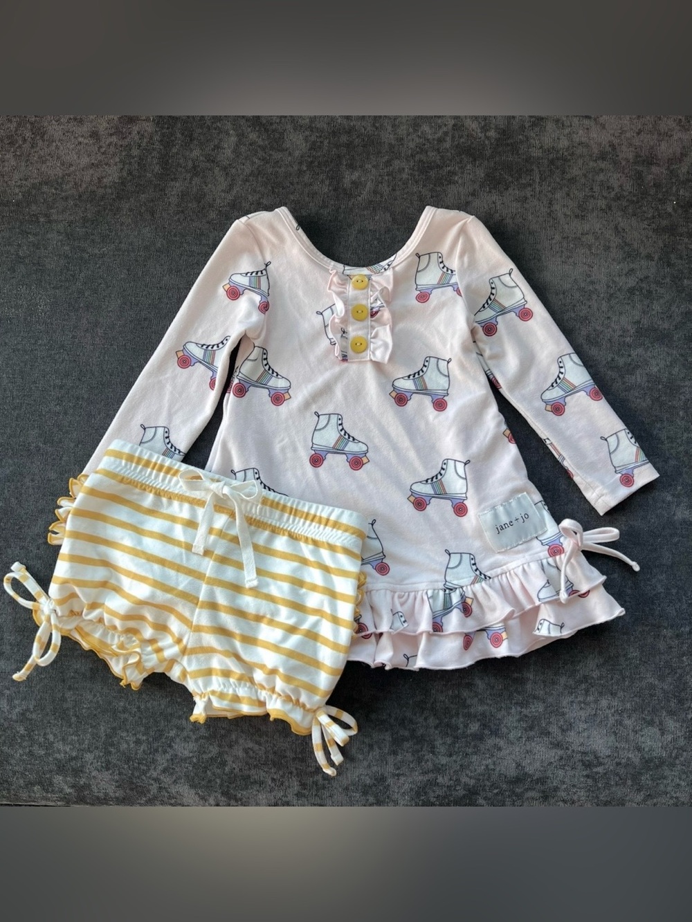 Jane + Jo Girls Roller Skates Nightgown and Bloomers Set Size 12 Months